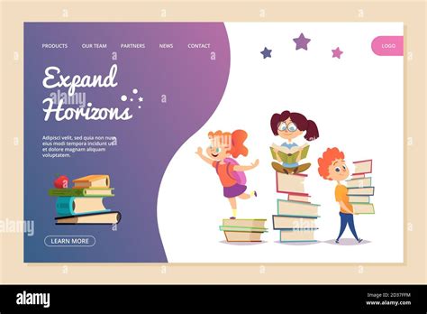 Expand Horizons Vector Concept Reading Landing Page Template Cartoon