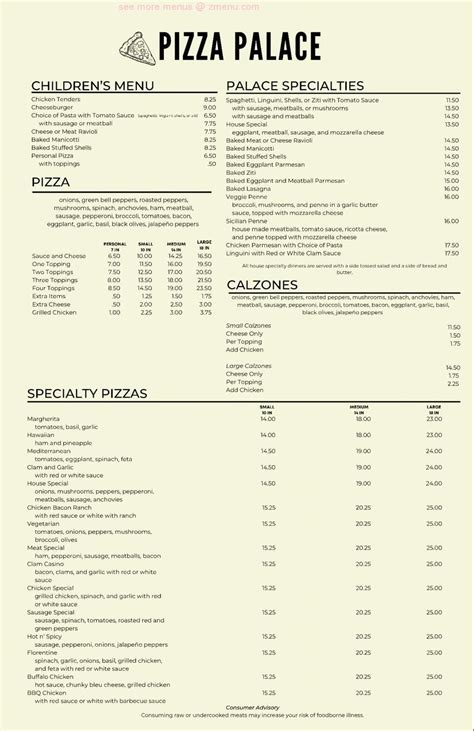 Online Menu Of Torrington Pizza Palace Restaurant Torrington