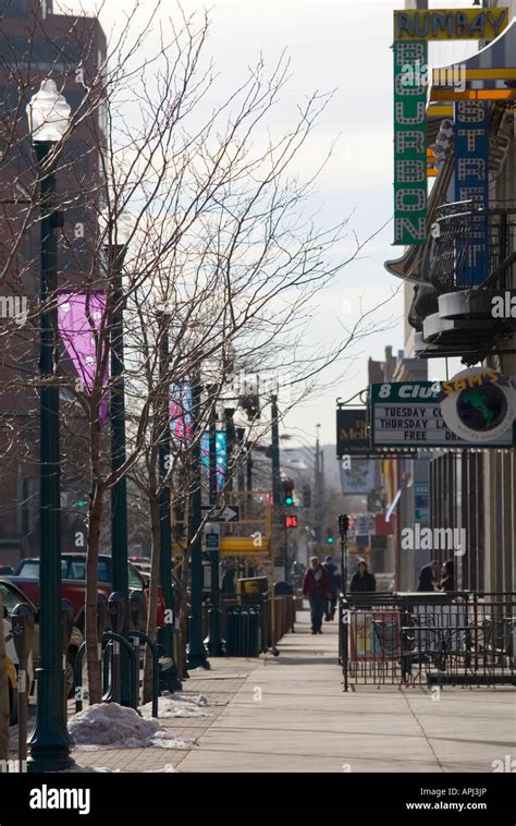 Street Scene From Downtown Colorado Springs Colorado On A Cloudy Winter