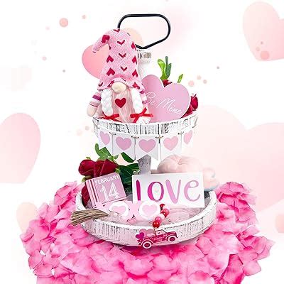 Amazon Pcs Valentine S Day Tiered Tray Decor With Rose Petals