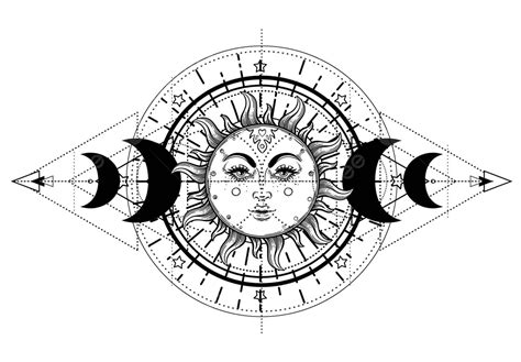 Pagan Triple Moon Goddess Vector Illustration For Tattoo And Magic