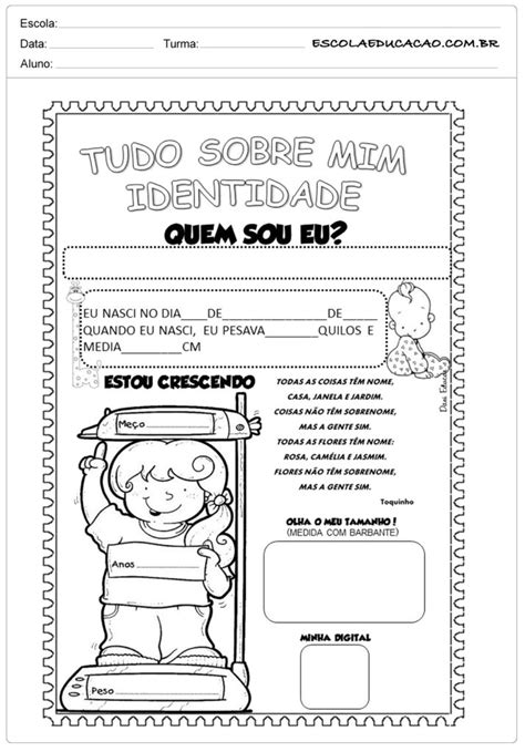 Atividades Identidade E Autonomia Atividade Educativa Escola Educação