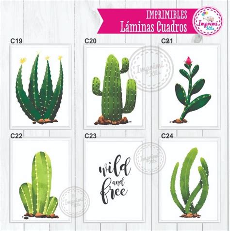 Set L Minas Imprimibles Cactus Hojas Greenery Cuadros Imprimikits