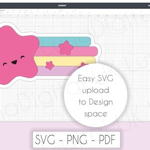 Cute Kawaii Shooting Star SVG Layered SVG Design Pastel Kawaii Svg