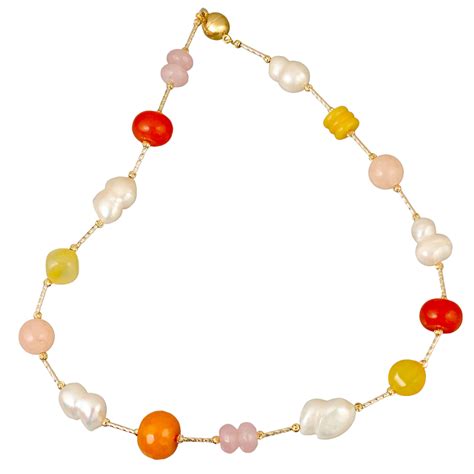 Summer Pearl Gemstone Necklace G Moko