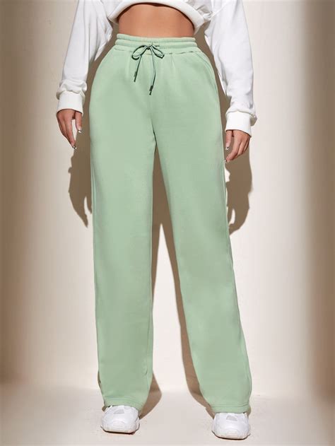 Mint Green Polyester Plain Slight Stretch All Women Bottoms Mint Green