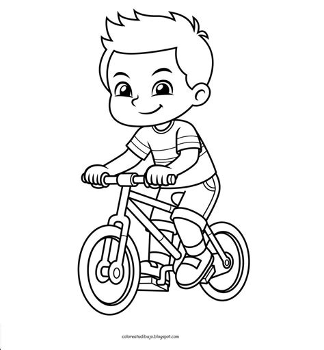 Ni O En Bicicleta Para Colorear Y Pintar Colorea Tus Dibujos