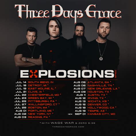 EXPLOSIONS Tour VIP Upgrades for USA Dates – Three Days Grace