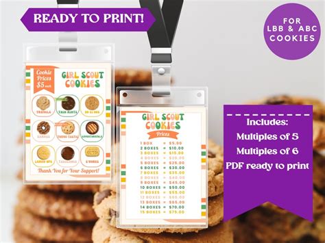 2024 Girl Scout Cookie Lanyard Printable Lbb Abc Price Menu Cookie