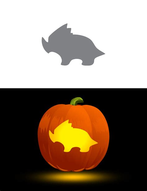 Printable Simple Triceratops Pumpkin Stencil