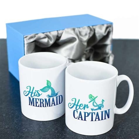 Personalised His Mermaid And Her Captain Mug Set