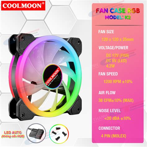 Qu T Led T N Nhi T Case Fan Coolmoon Hub Remote Ch Nh Hi U