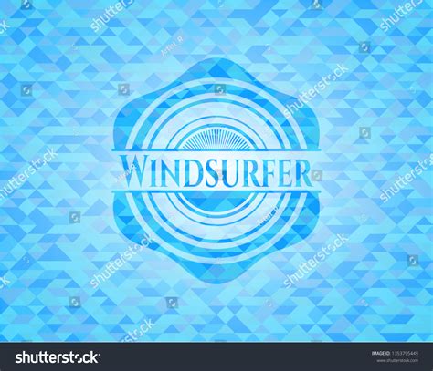 Windsurfer Realistic Light Blue Mosaic Emblem Royalty Free Stock