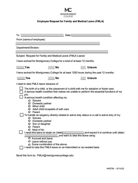 Fillable Online Fmla Request Form Pdf Fax Email Print Pdffiller