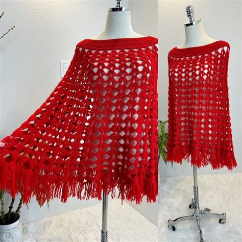 1970s Crochet Poncho 70s Crochet Vintage Poncho Gem