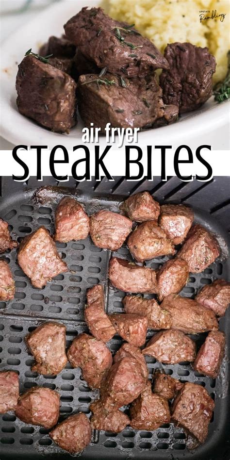 Bite Sized Air Fryer Steak Bites Have Charred Edges With A Tender