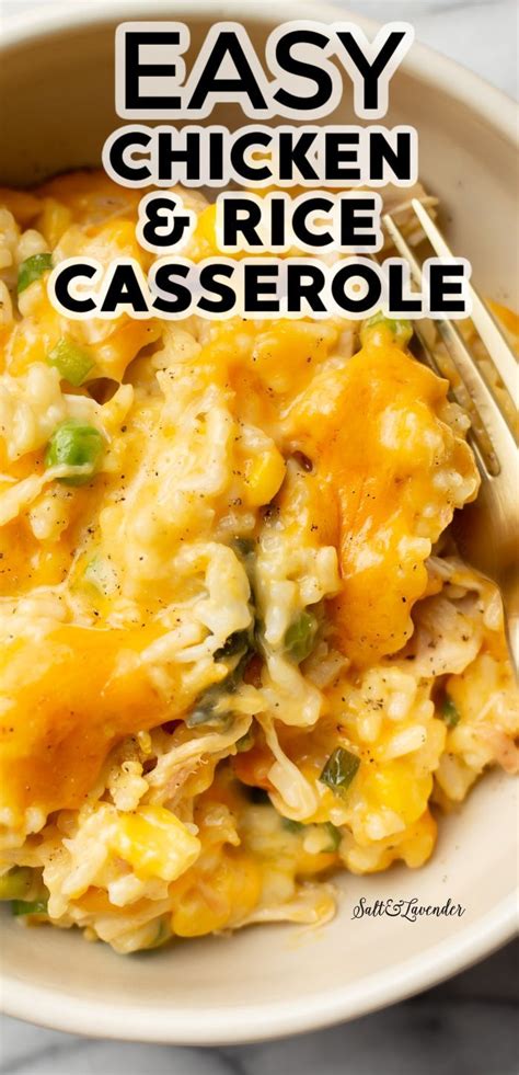 Cheesy Chicken And Rice Casserole Easy Chicken Casserole Recipes Chicken Dishes Recipes Easy