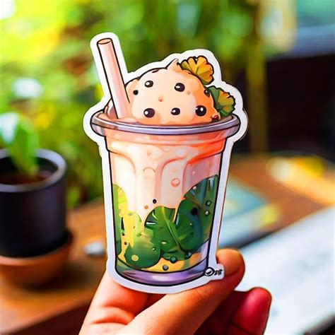 Nice Sticker Of A Tapioca Drink Image Premium Ai Generated Image