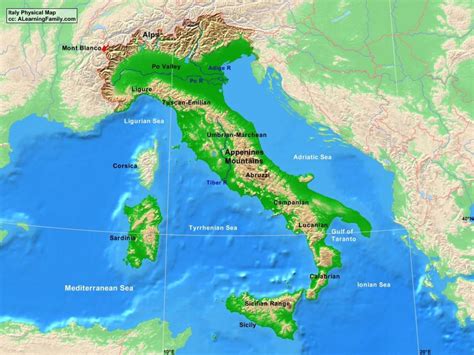 Italie Carte Des Monts Carte De L Italie Des Montagnes Du Sud De L