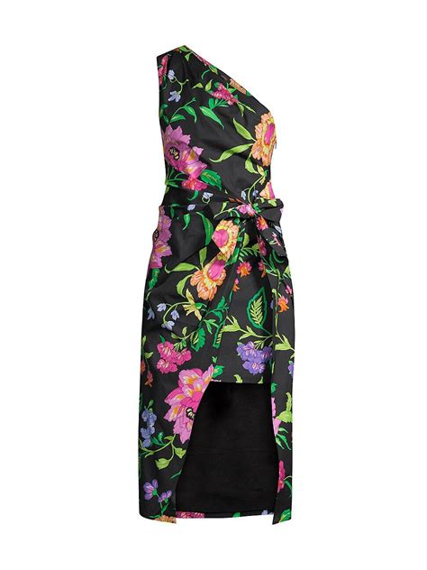 Natori Womens Junko Floral Cotton Poplin Dress Black Multi