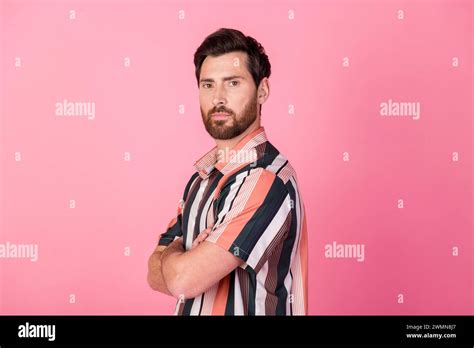 Portrait Of Serious Confident Macho Mature Man Handsome Model Stubble