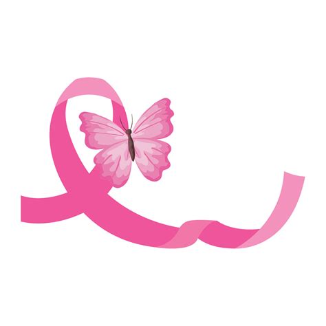 Pink Ribbon With Butterfly Of Breast Cancer Awareness Vector Design