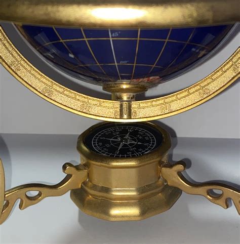 Vintage World Globe On Brass Stand Quality Stone Inlaid Retail 500 00