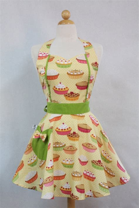 Retro Apron Vintage Style Sweetheart Neckline Yellow Yummy Etsy