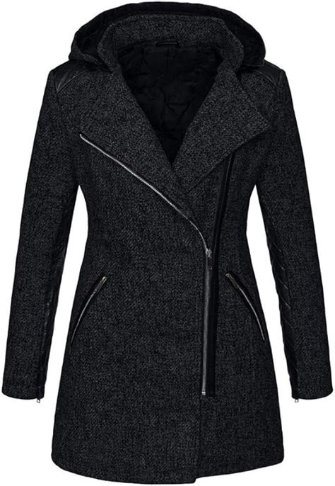 KaloryWee Coats Women Plus Size Size Zip Up Lapel Collar With Hood