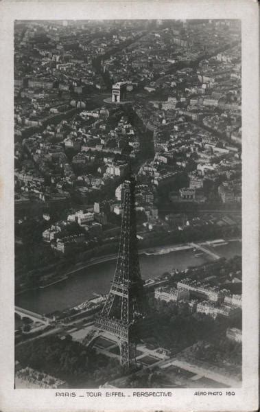 Eiffel Tower - Aerial View Paris, France Aero Foto Postcard