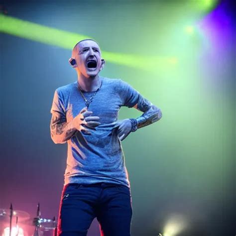 Chester Bennington Singing On Top Of A Mountain Stable Diffusion