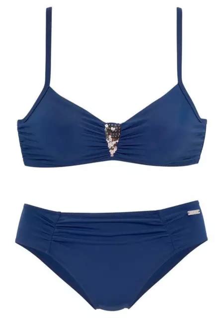 MARKEN DAMEN BÜGEL BIKINI Bademode marine blau Gr 36 Cup B NEU EUR 1