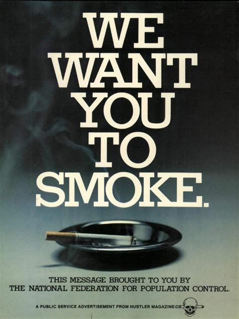 Anti Smoking PSA From Hustler In The December 1977 Issue Vintageads