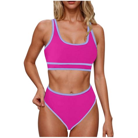 Hot Pink Women Match Sets Swimwear Micro Bikini Sets For Women Spandex Sexy High Waisted