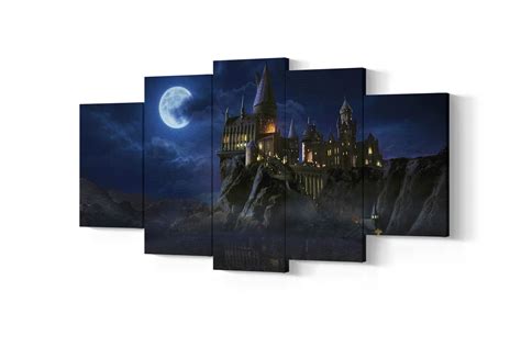 Hogwarts Bei Nacht Leinwand Wandkunst Harry Potter St Ck Etsy