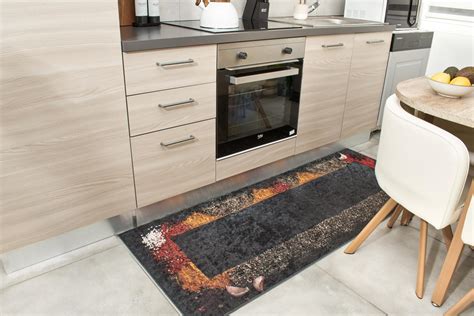 Tapis de cuisine épices Noir 70x180 cm Polyester Leroy Merlin