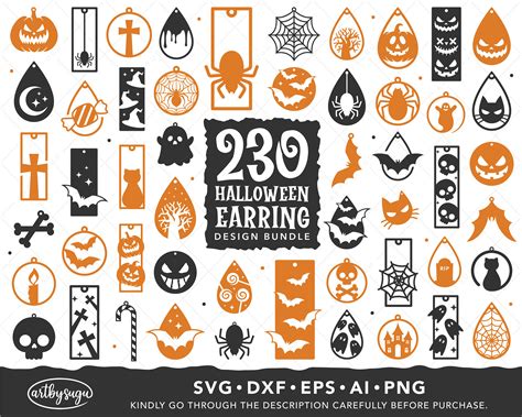 Halloween Earrings SVG Design Bundle Etsy