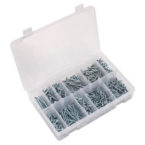 Self Tapping Screw Assortment Pc Countersunk Pozi Zinc Huttie