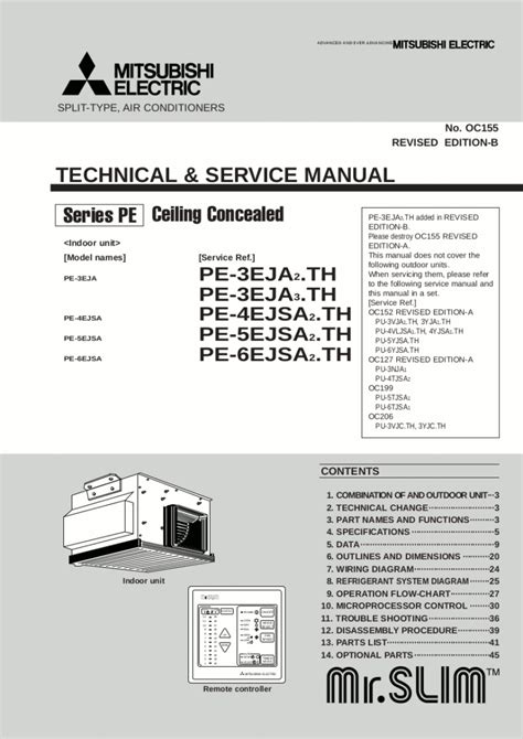 Mitsubishi Air Conditioner Service Manual Model PE-3EJA