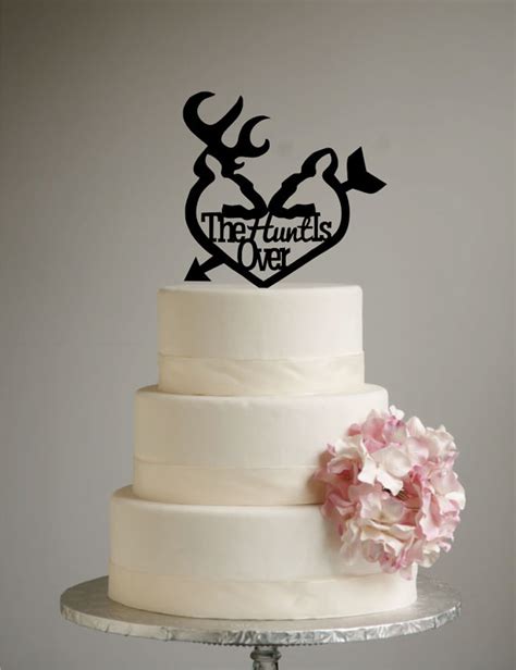 Deer Wedding Cake Topper The Hunt Is Over Deer Heart Arrow Grooms Cake Shabby Chic