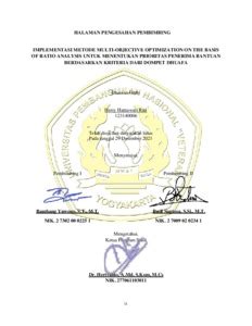 IMPLEMENTASI METODE MULTI OBJECTIVE OPTIMIZATION ON THE BASIS OF RATIO