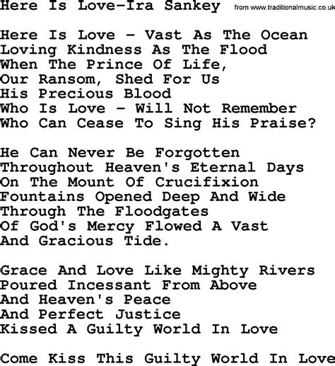 Here Is Love Ira Sankeytxt By Ira Sankey Christian Hymn Lyrics