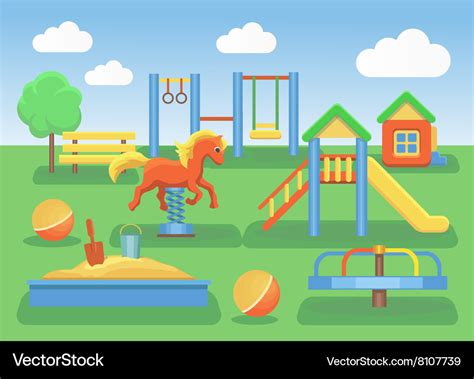 Kids Playground Flat Concept Background Slide Vector Image