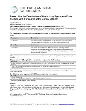 Fillable Online Protocol For The Examination Of Cystectomy Specimens