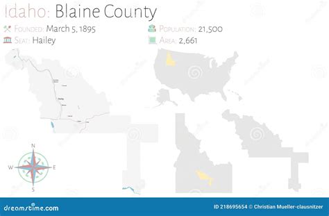 Map of Blaine County in Idaho Stock Vector - Illustration of highway ...