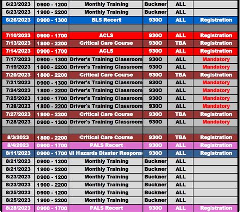 2023 Training Calendar Oldham County Ems