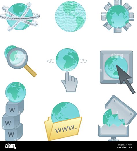 Internet World Wide Web Conjunto De Iconos Con Los Iconos De Ordenador