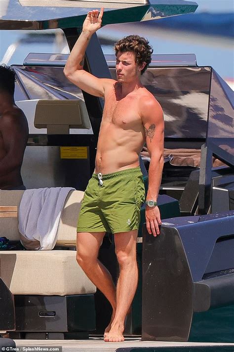 Shawn Mendes Shows Off His Ripped Physique In Green Swim Trunks During