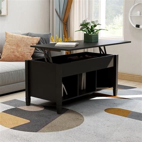 Sumyeg Lift Top Coffee Table Black Wood Modern Coffee Table With