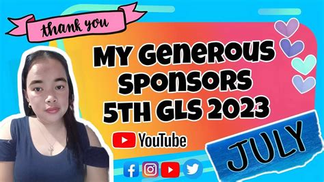 THANK YOU MY GENEROUS SPONSORS 5TH GLS AUGUST 2023 YouTube